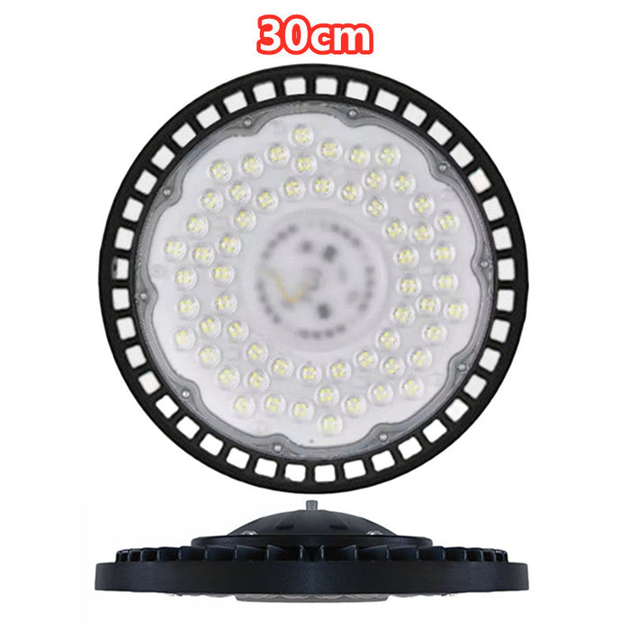High-intensity industrial light fixture with 30cm label on a white background