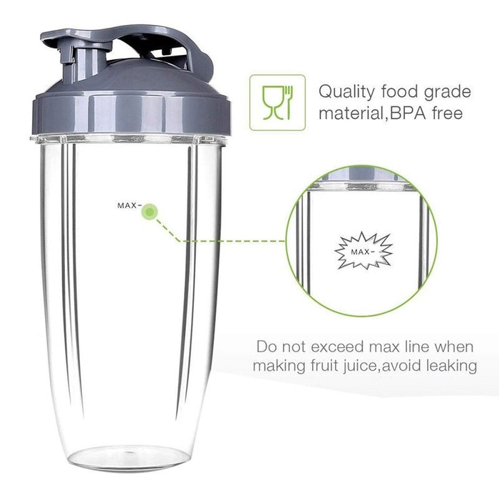 6pcs 32oz Cups & Resealable Lids & Gaskets Set for NutriBullet 900W/600W