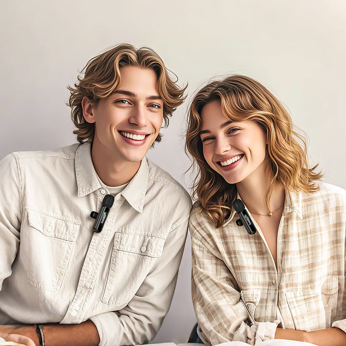 Hoco Dual Wireless Lapel Mic w USB C Connector + Lightning Adaptor, DSP Noise Cancellation - image 2
