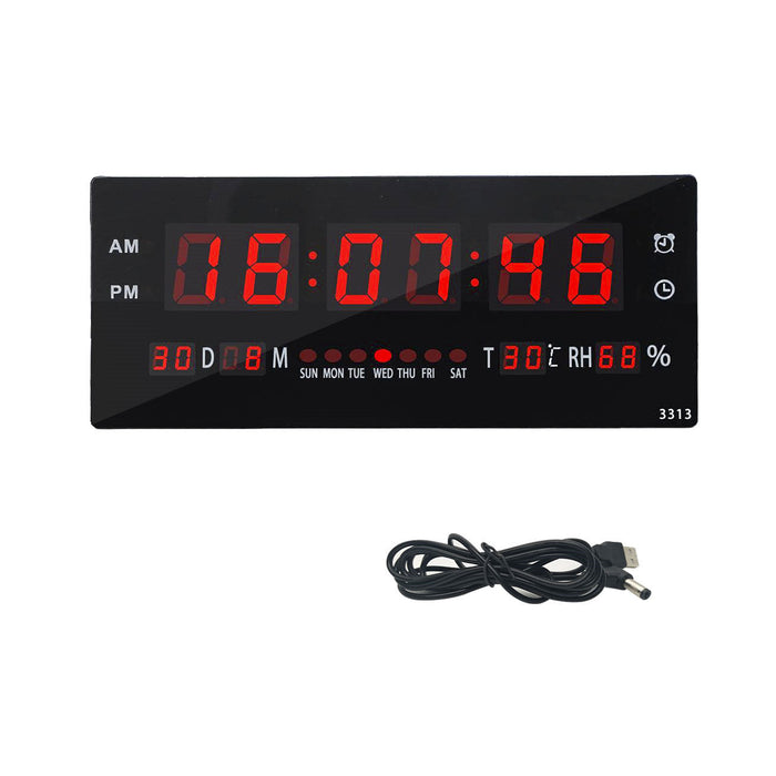36CM Large LED Wall Desk Clock With Calendar Temperature