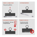 Diagram showing the use and limitations of a magnet with text explaining vertical direction, center position, temperature avoidance, and metal types.
