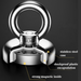 Stainless steel magnetic hook with features highlighted on a dark background