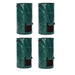 Four green cylindrical bags with black straps on a white background