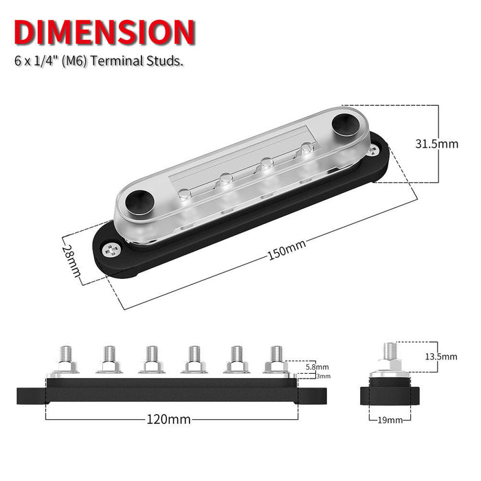 M6 Bus Bar Terminal Block
