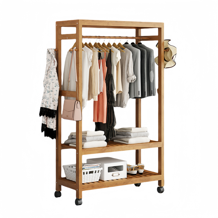 Wooden Coat Rack on Wheels 80cm