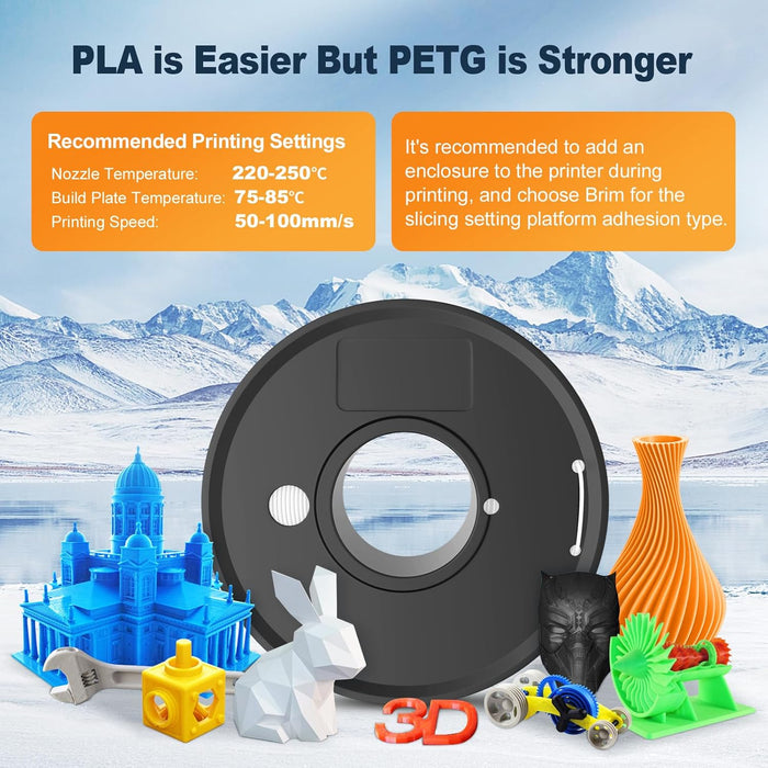 1KG PETG 1.75mm 3D Printer Printing Filament - Black