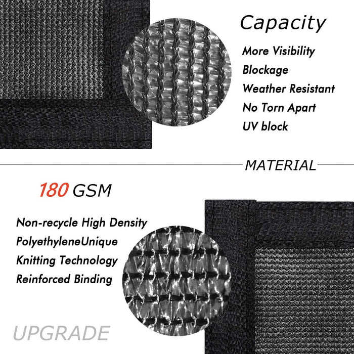 180GSM Privacy Fence Screen Black-1Mx5M