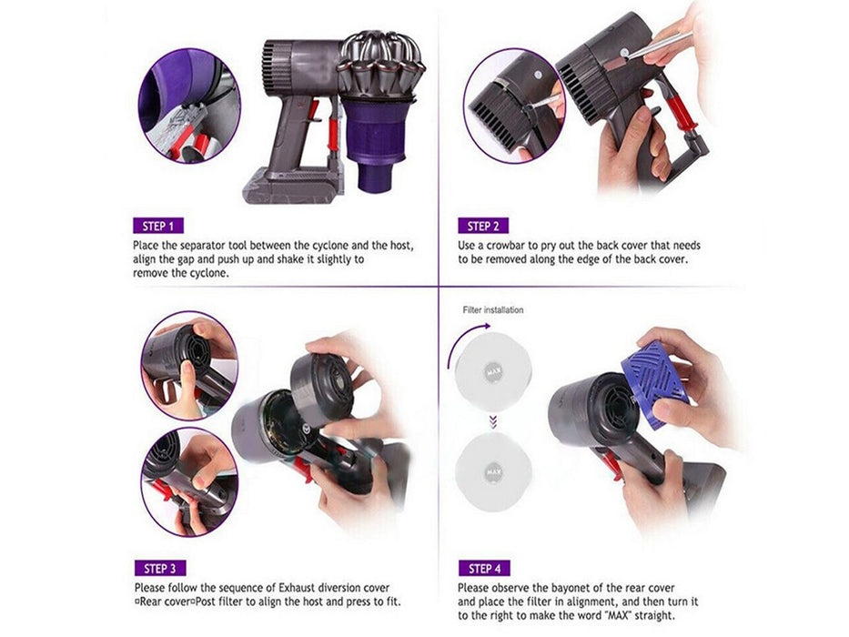Rear Cover Pre and Post Filter Kit for Dyson V6
