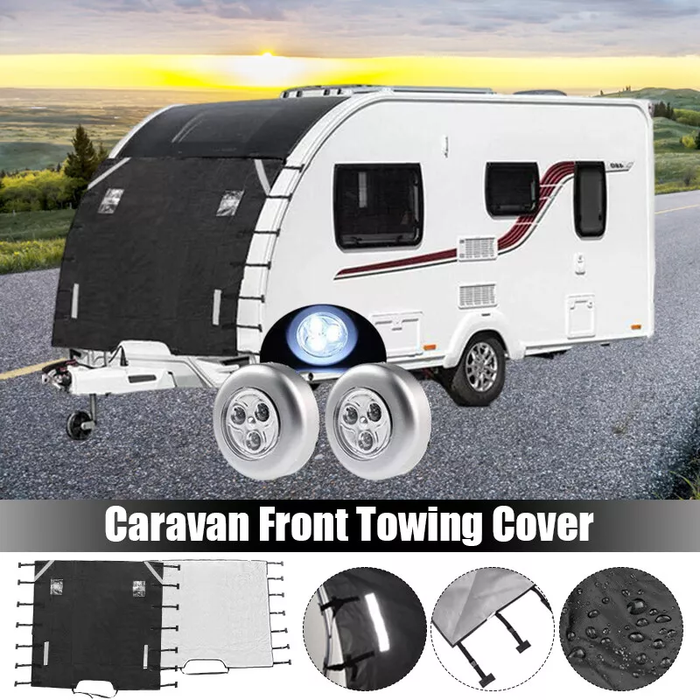 600D Caravan Front Towing Cover with Reflective Strips & LED Light Covers