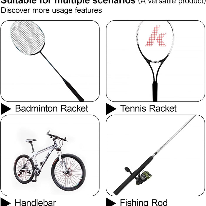 Versatile product used in badminton, tennis, cycling, and fishing scenarios.