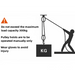 Pulley hoist diagram with safety instructions on a white background