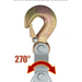 Rotary lifting hook with 270-degree rotation capability on a white background