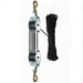 Mechanical pulley system with ropes on a white background