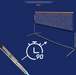 Portable badminton net system with a timer icon on a blue background