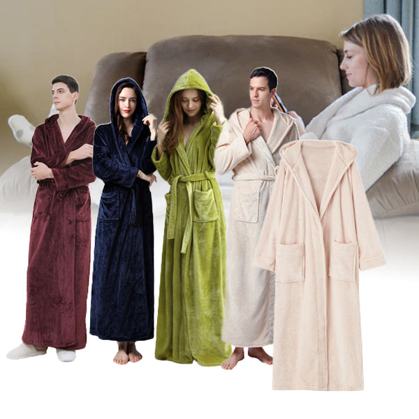 Flannel Adult Hooded Long Bathrobe