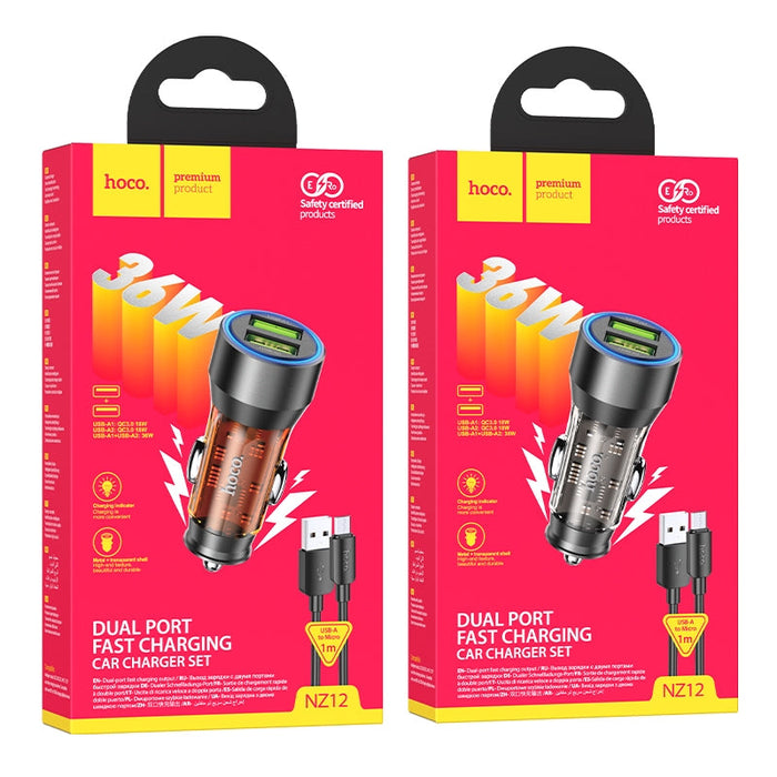 Hoco Car Charger 2xUSB Port Car Charger 36W
