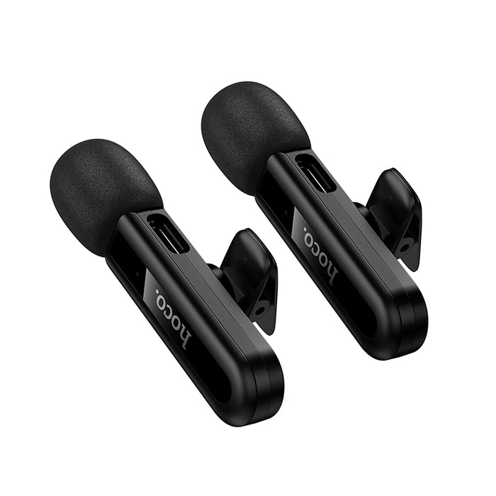 Hoco Dual Wireless Lapel Mic w USB C Connector + Lightning Adaptor, DSP Noise Cancellation - image 4
