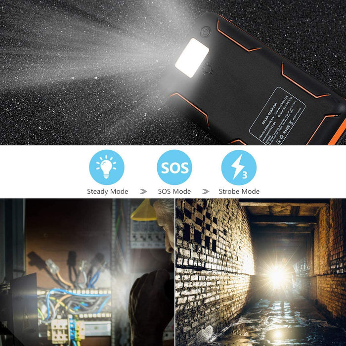 Solar Power Bank with 4 Panels 25000mAh