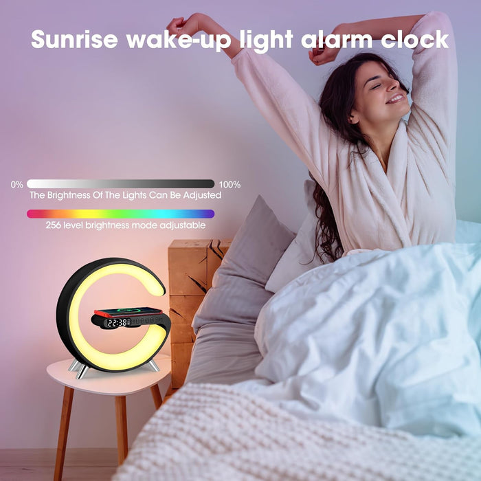 Smart Bedside Lamp with Wireless Charger Black