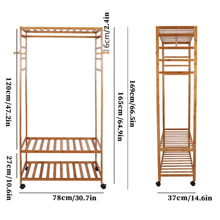 Wooden Coat Rack on Wheels 80cm