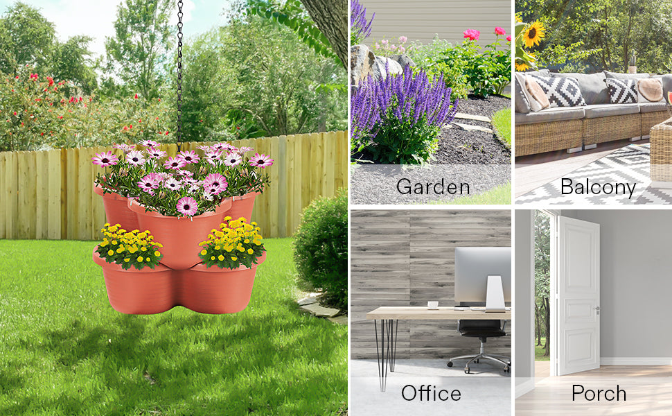 5 Tier Vertical Stackable Planter for Flowers Herbs Vegetables-Terracotta