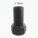 A black 2-inch (50mm) hose connector fitting on a plain white background, with '2" 50mm' text printed above it.