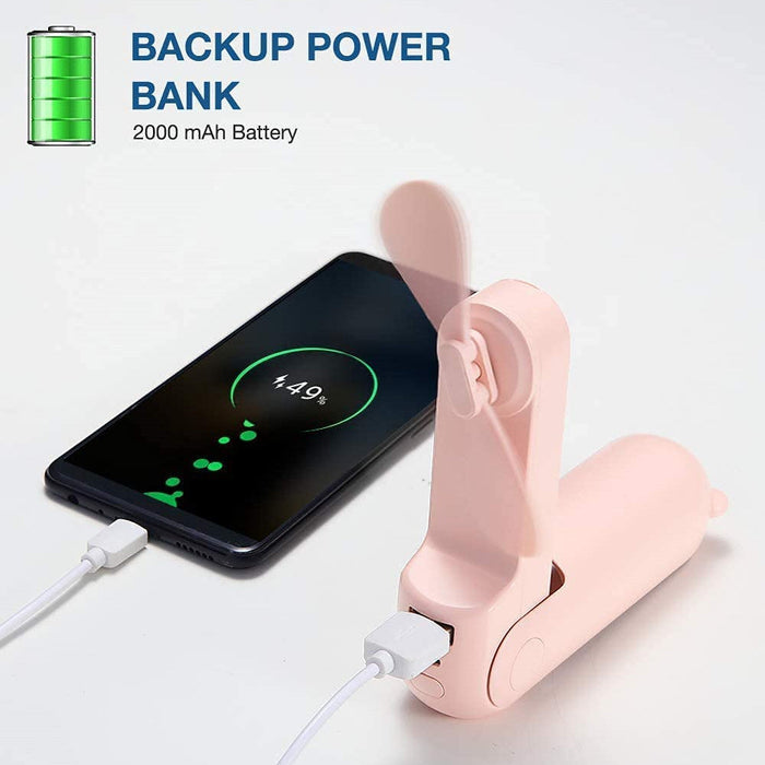 Handheld Mini Fan Portable USB Pocket Fan with Power Bank, Flashlight