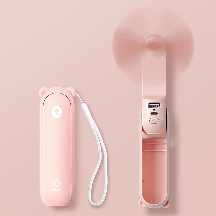 Handheld Mini Fan Portable USB Pocket Fan with Power Bank, Flashlight