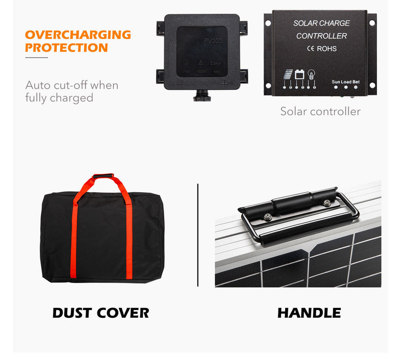 160W Folding Solar Panel+30A CONTROLLER+10M Cable