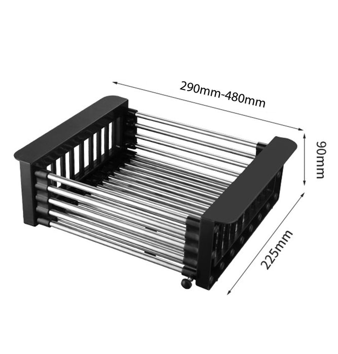 Adjustable Drainer Basket Drain Tray for Dish,Fruit