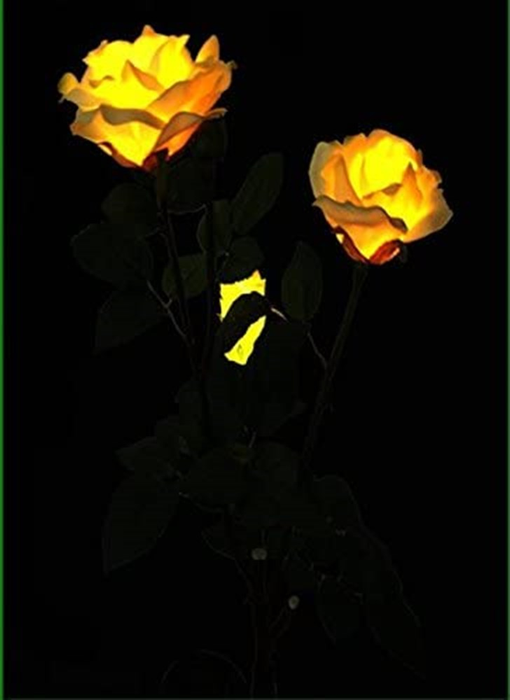 Solar Flower LED Light Artificial Rose Garden Landscape Decor Yellow