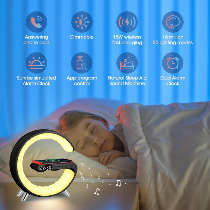 Smart Bedside Lamp with Wireless Charger Black