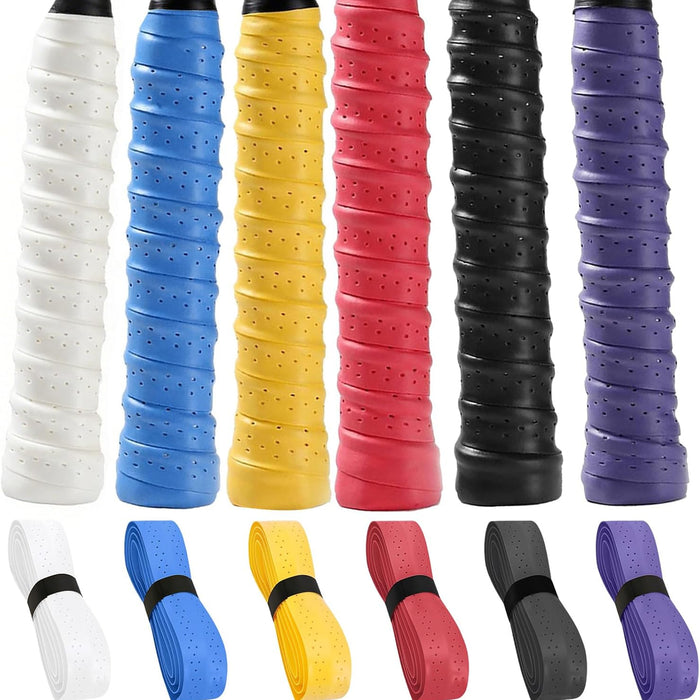 Set of colorful grip tapes in various colors on a white background