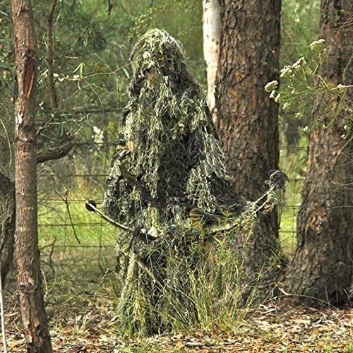 Ghillie Suit Camouflage Hunting Suit with Hood, Rifle Wrap & Storage Bag