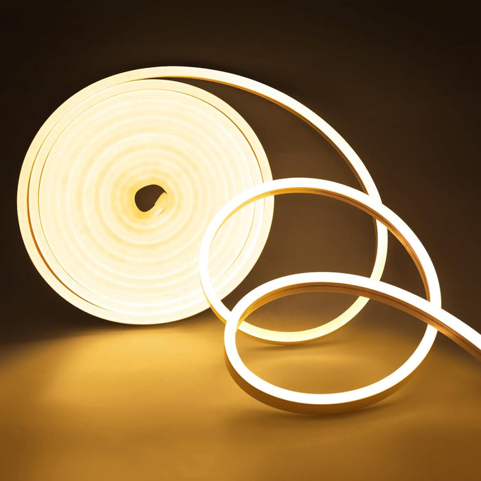 5M Warm White DC 12V Flex LED Strip Neon Rope Light Silicone