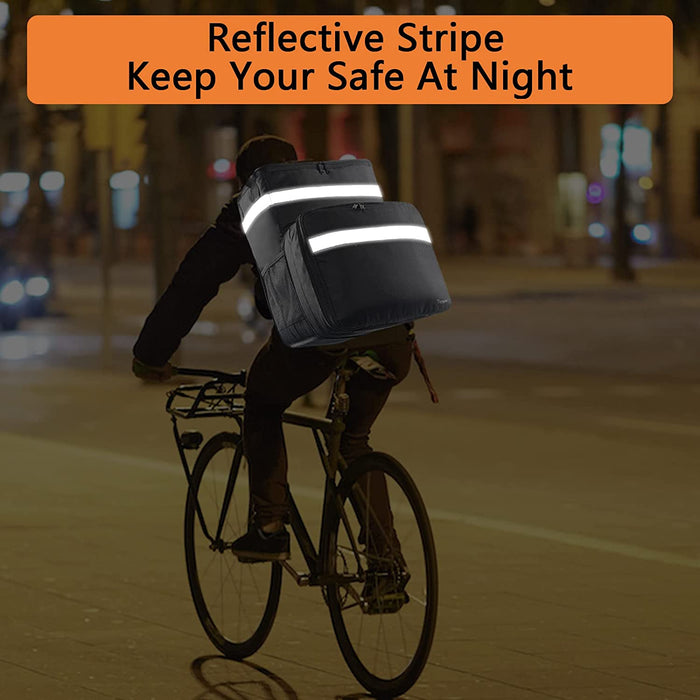 Expandable Insulated Food Delivery Backpack for Takeaway Deliveries - Black