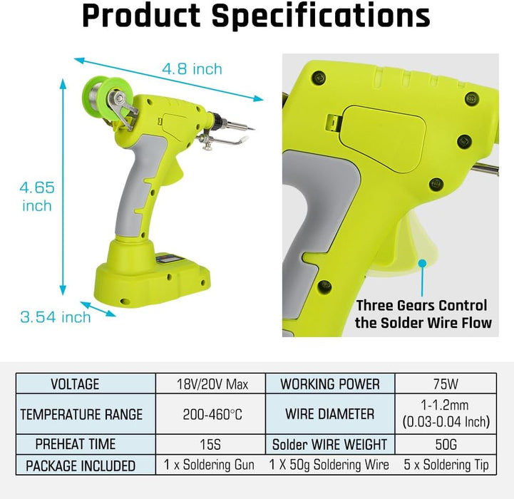 Soldering Welding Welder Iron for Ryobi 18V Battery