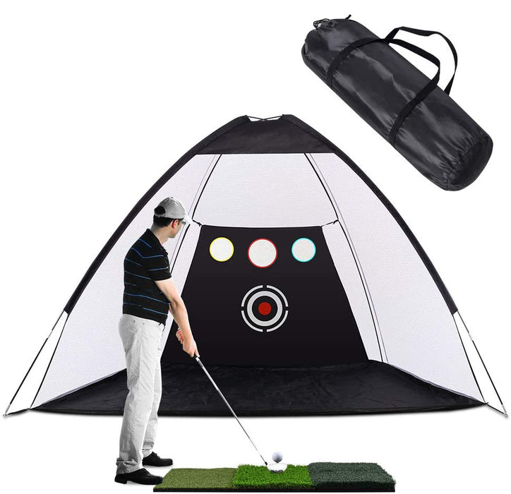 Foldable Golf Hitting Net Sets with Chipping Target Pockets