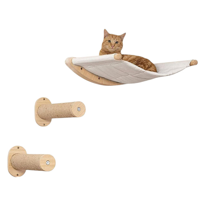 Cat Hammock Wall Mounted Cat Shelf with Two Steps