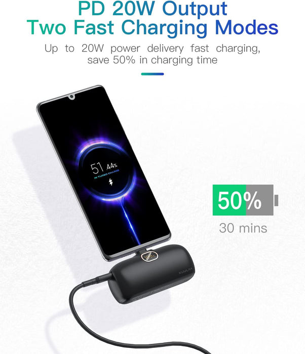 Kuulaa USB C Power Bank 5000mAh black