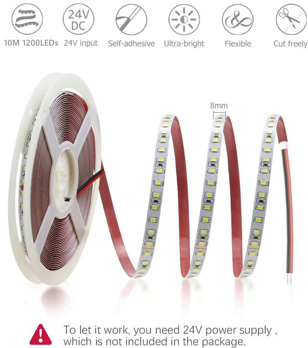 2835 24V 10M LED Strip Light Cool White 1200LED