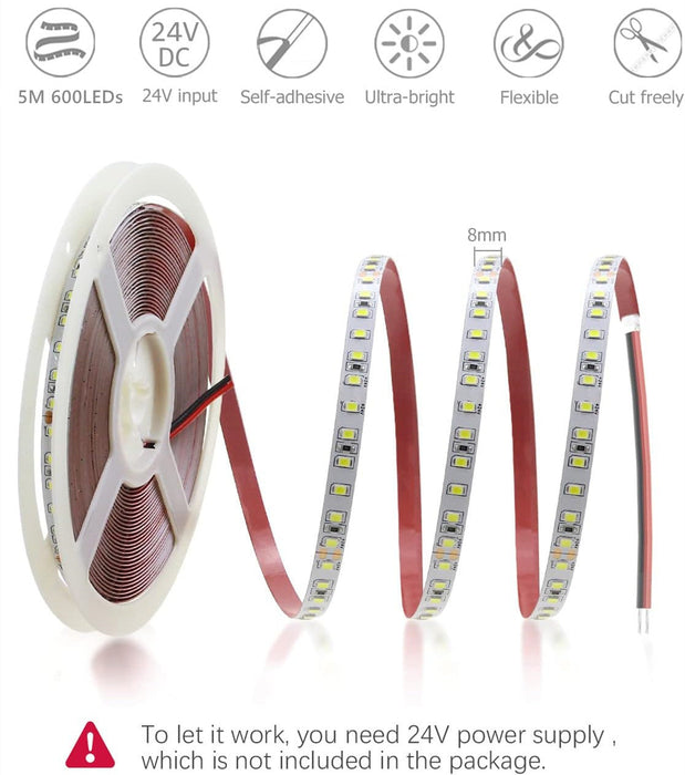 2835 24V 5M LED Strip Light Cool White 120LED/M
