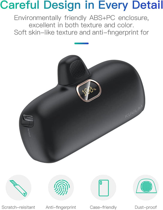 Kuulaa USB C Power Bank 5000mAh black
