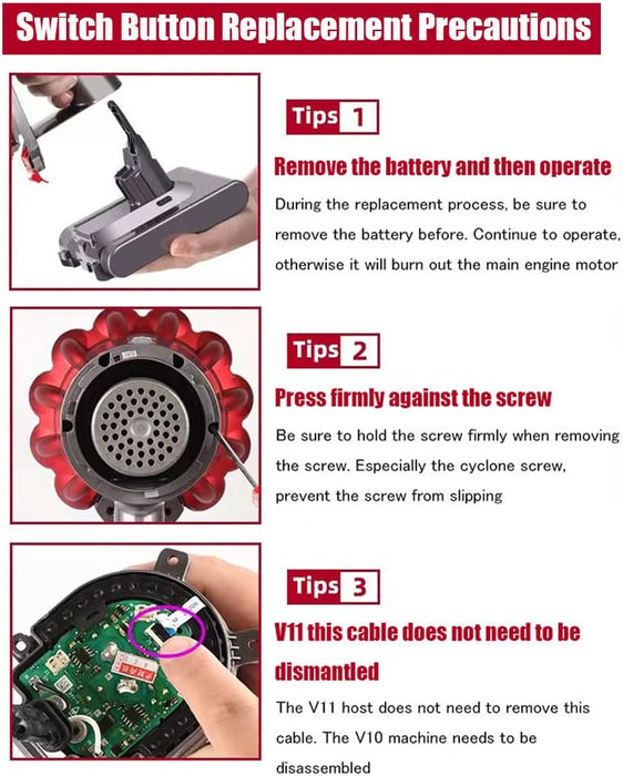 Strong Trigger Power Switch Button Accessories fits Dyson V11 V10