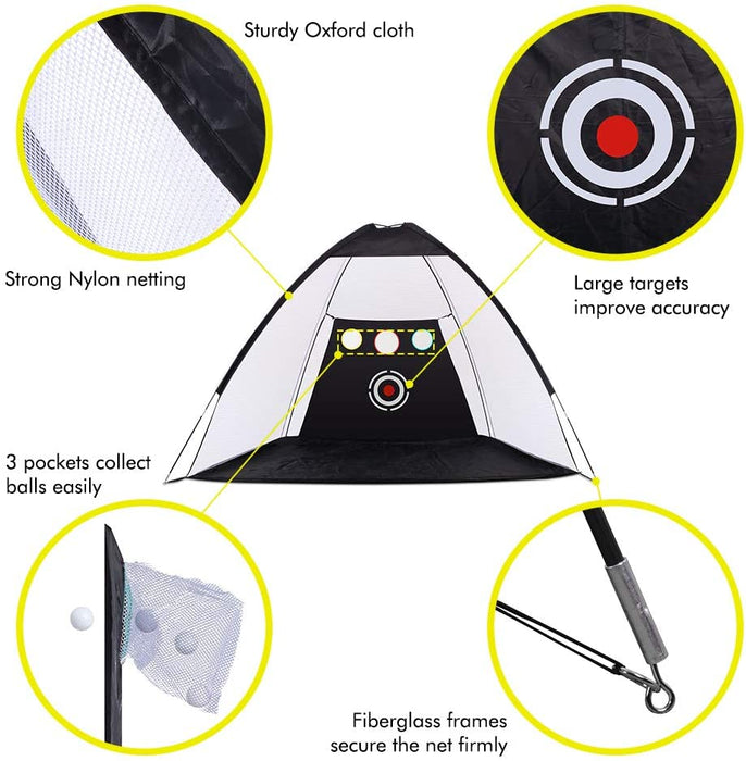 Foldable Golf Hitting Net Sets with Chipping Target Pockets