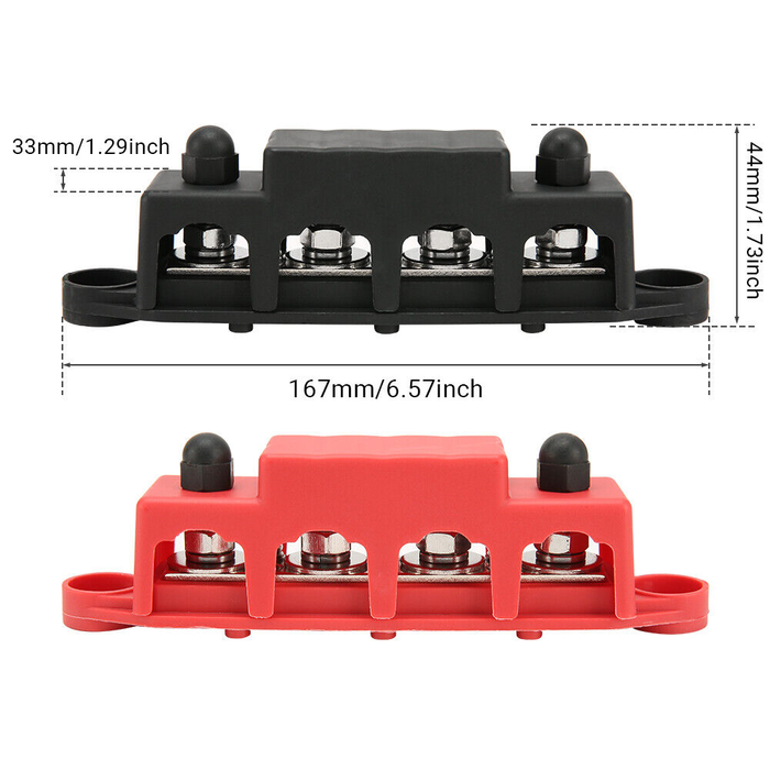 2PCS Positive Negative Bus Bar Battery Power Distribution Block 4xM10 Terminal