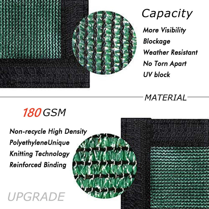 180GSM Privacy Fence Screen 1M x 7M Heavy Duty HDPE Garden Shade Cover Green