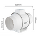 Ventilation fan with dimensions labeled on a white background