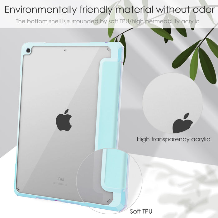iPad 10.2 Case Cover Clear Back Pencil Holder Slot