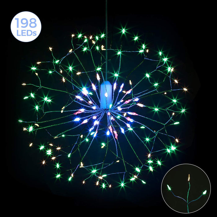 198 LED Hanging Starburst Firework Fairy String Light Lamp Party Xmas Decro